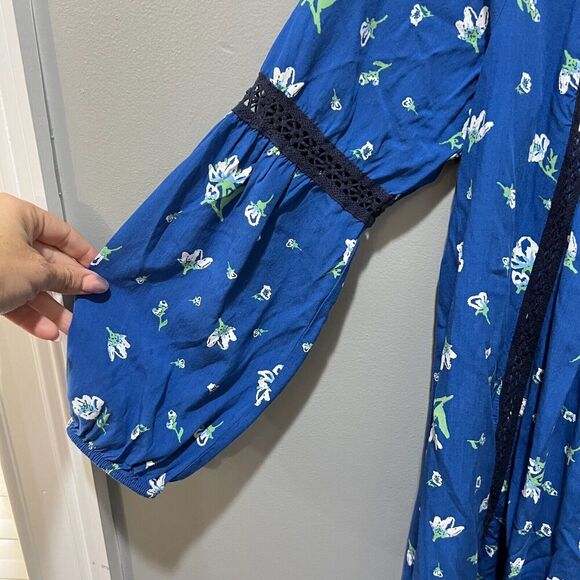 Matilda Jane Womens Blue Floral Flowy Dress M Day Tripping Boho Long Sleeve - Picture 9 of 15